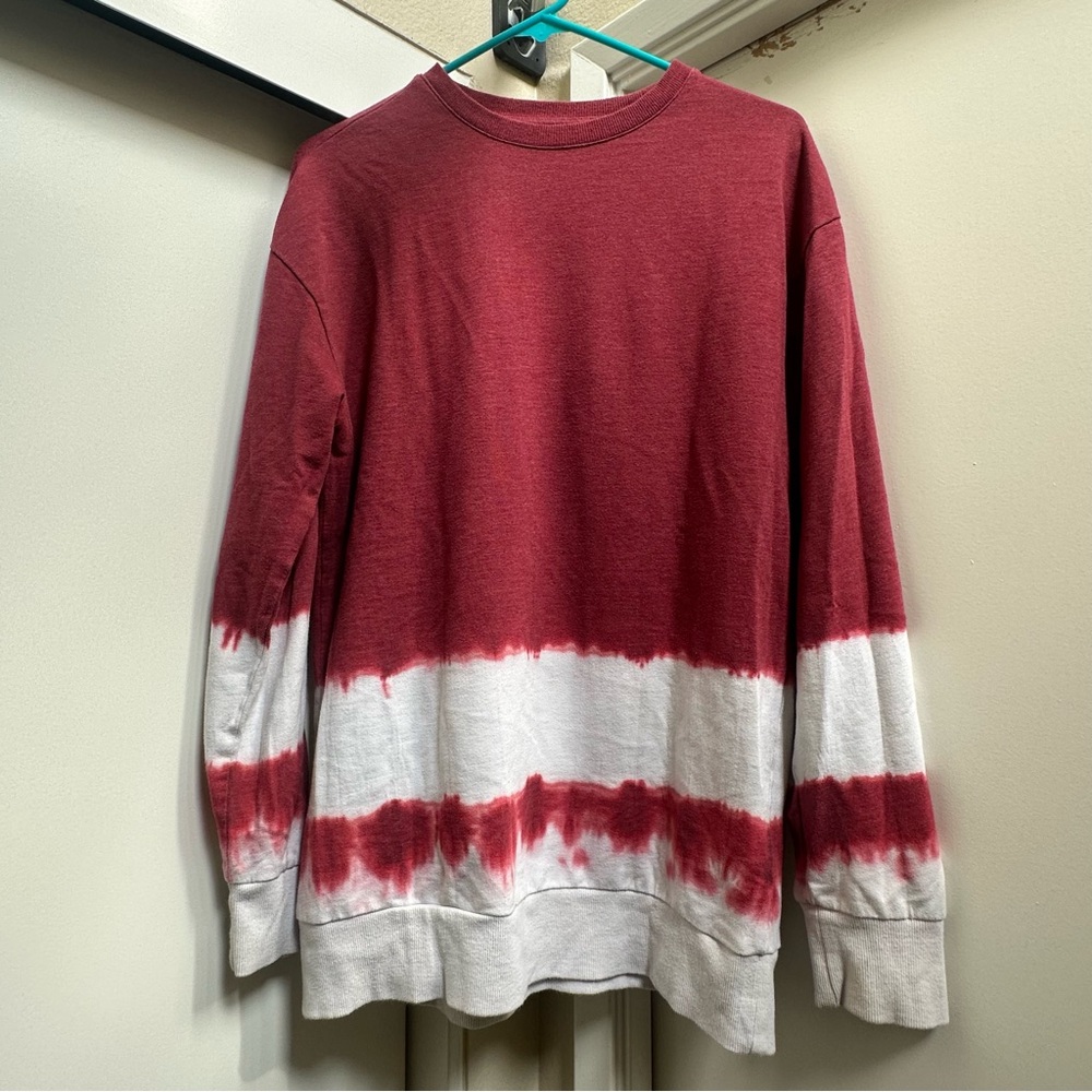Maroon Red and White tie dye Sweatshirt dress
